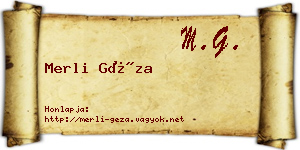 Merli Géza névjegykártya